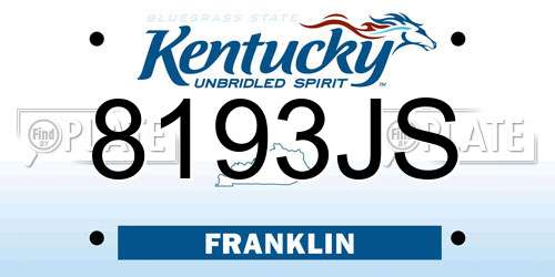 8193JS Kentucky License Plate