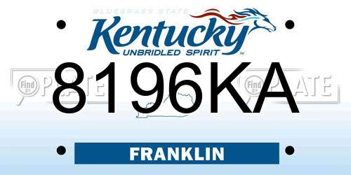 8196KA Kentucky License Plate