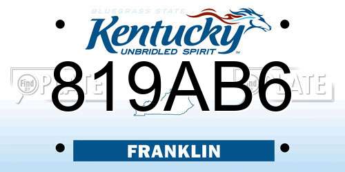 819AB6 Kentucky License Plate