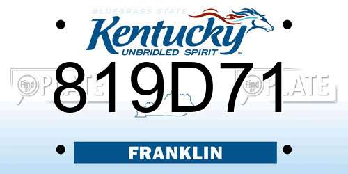819D71 Kentucky License Plate