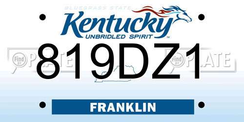 819DZ1 Kentucky License Plate