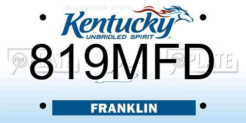819MFD Kentucky License Plate