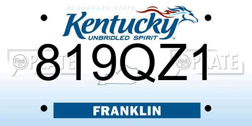 819QZ1 Kentucky License Plate