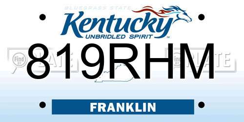 819RHM Kentucky License Plate
