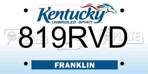 819RVD Kentucky License Plate