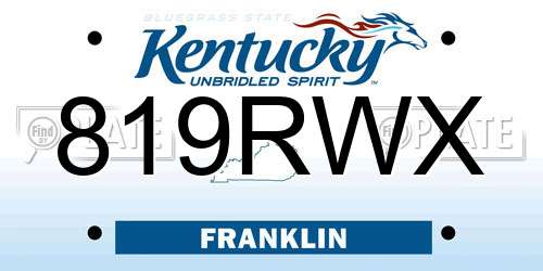 819RWX Kentucky License Plate