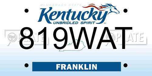 819WAT Kentucky License Plate
