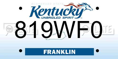 819WF0 Kentucky License Plate