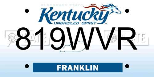 819WVR Kentucky License Plate