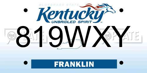 819WXY Kentucky License Plate