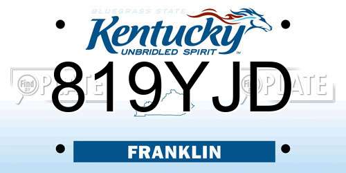 819YJD Kentucky License Plate
