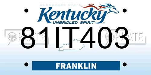 81IT403 Kentucky License Plate