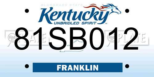 81SB012 Kentucky License Plate
