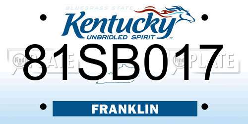 81SB017 Kentucky License Plate