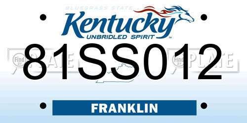 81SS012 Kentucky License Plate