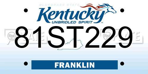 81ST229 Kentucky License Plate