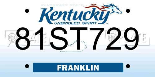 81ST729 Kentucky License Plate