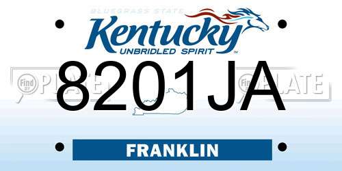 8201JA Kentucky License Plate