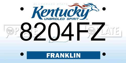 8204FZ Kentucky License Plate