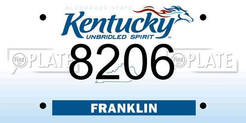 8206 Kentucky License Plate