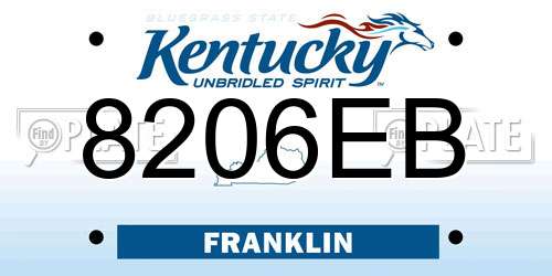 8206EB Kentucky License Plate
