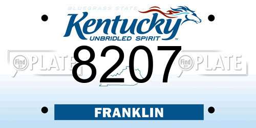 8207 Kentucky License Plate