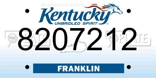 8207212 Kentucky License Plate