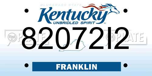 82072I2 Kentucky License Plate