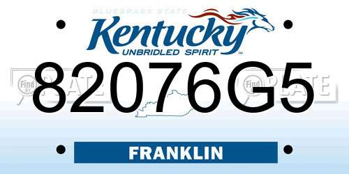 82076G5 Kentucky License Plate