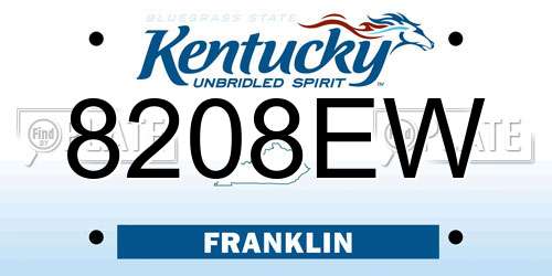 8208EW Kentucky License Plate
