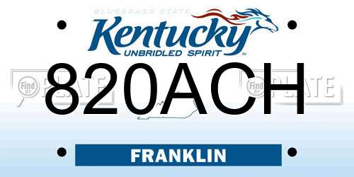820ACH Kentucky License Plate