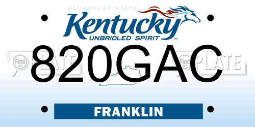 820GAC Kentucky License Plate