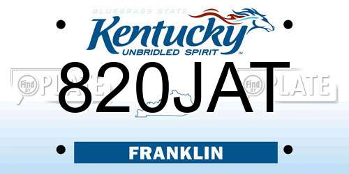 820JAT Kentucky License Plate