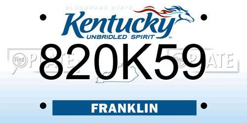 820K59 Kentucky License Plate