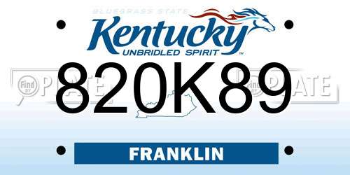 820K89 Kentucky License Plate