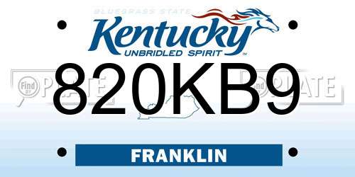 820KB9 Kentucky License Plate