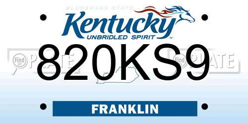 820KS9 Kentucky License Plate