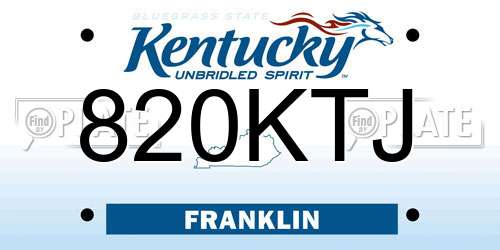 820KTJ Kentucky License Plate