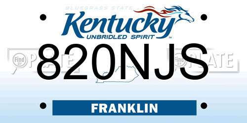 820NJS Kentucky License Plate