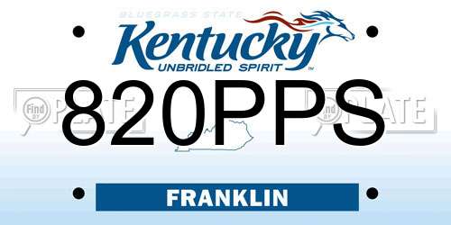 820PPS Kentucky License Plate