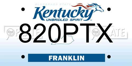 820PTX Kentucky License Plate