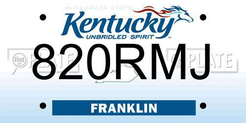 820RMJ Kentucky License Plate
