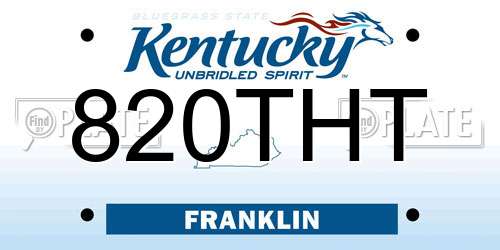 820THT Kentucky License Plate