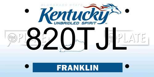 820TJL Kentucky License Plate