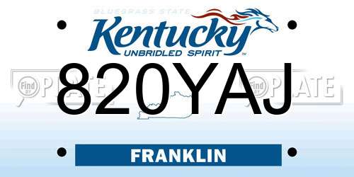 820YAJ Kentucky License Plate
