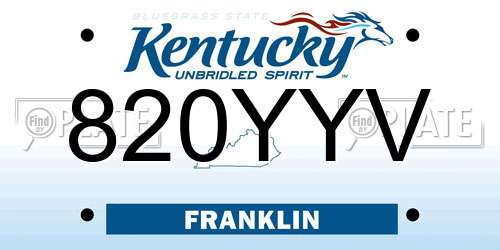 820YYV Kentucky License Plate