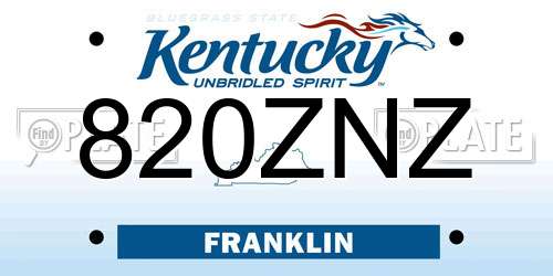 820ZNZ Kentucky License Plate