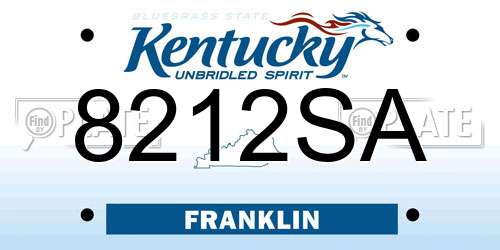 8212SA Kentucky License Plate