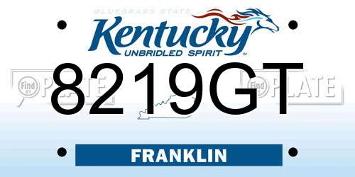 8219GT Kentucky License Plate