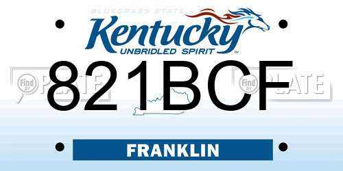821BCF Kentucky License Plate